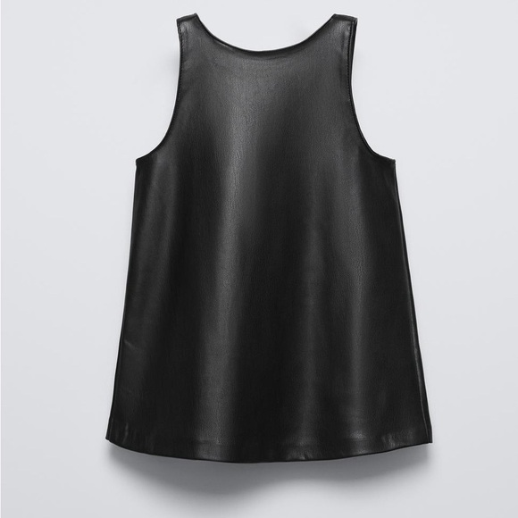 NWT Zara girls Black studded pinafore Faux Leather Kids Dress 3T - Picture 2 of 3